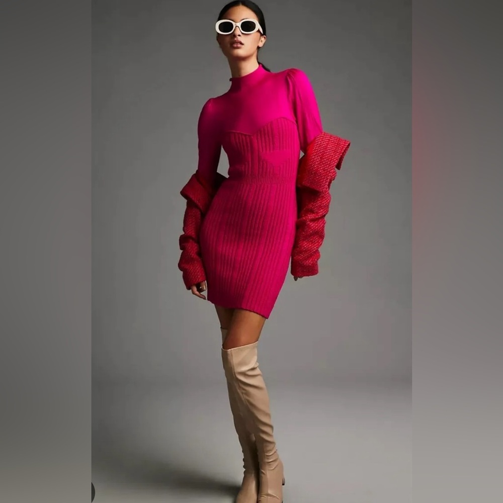 NWT anthropologie pink dress size large